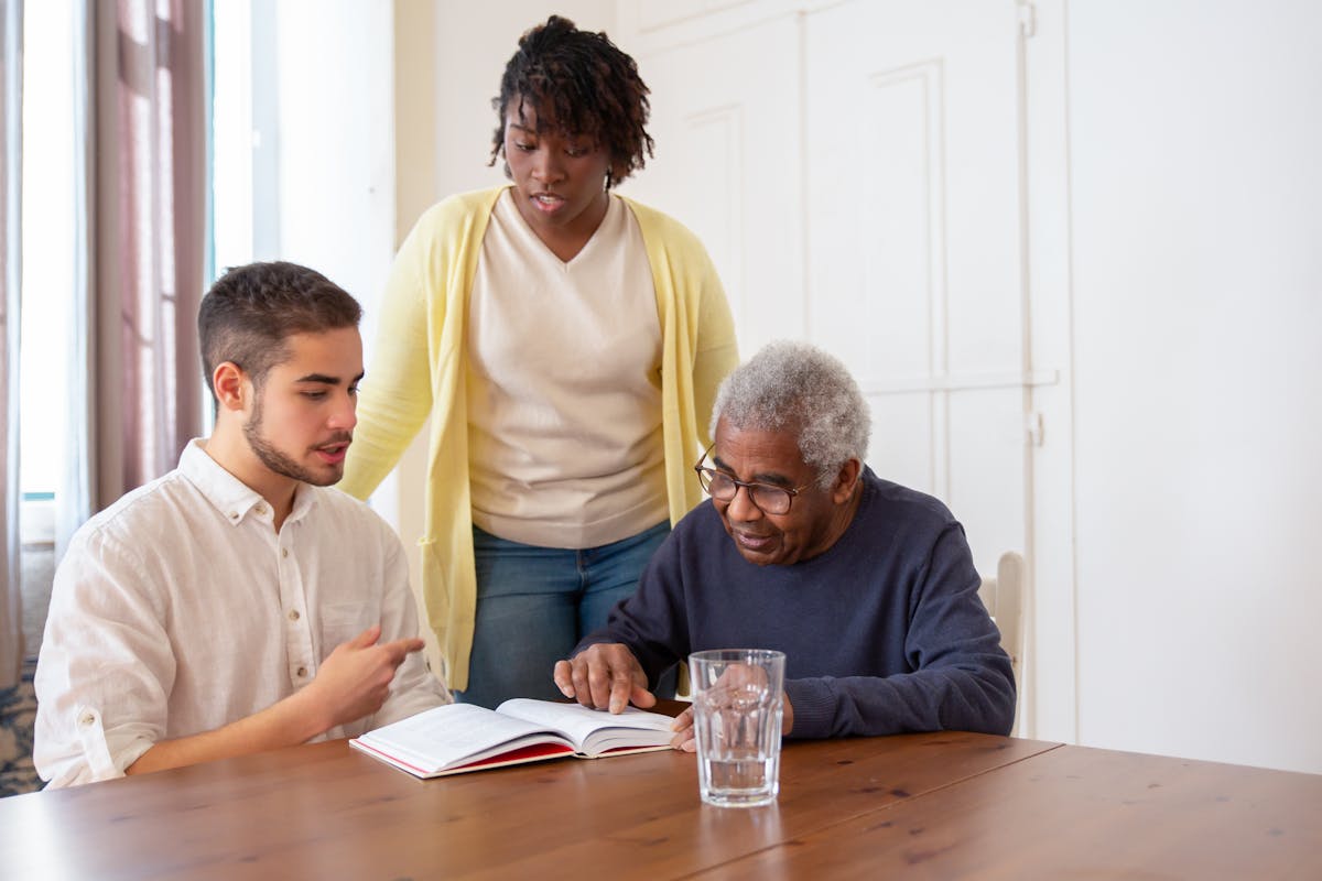 Senior receiving physical therapy as part of home-based care