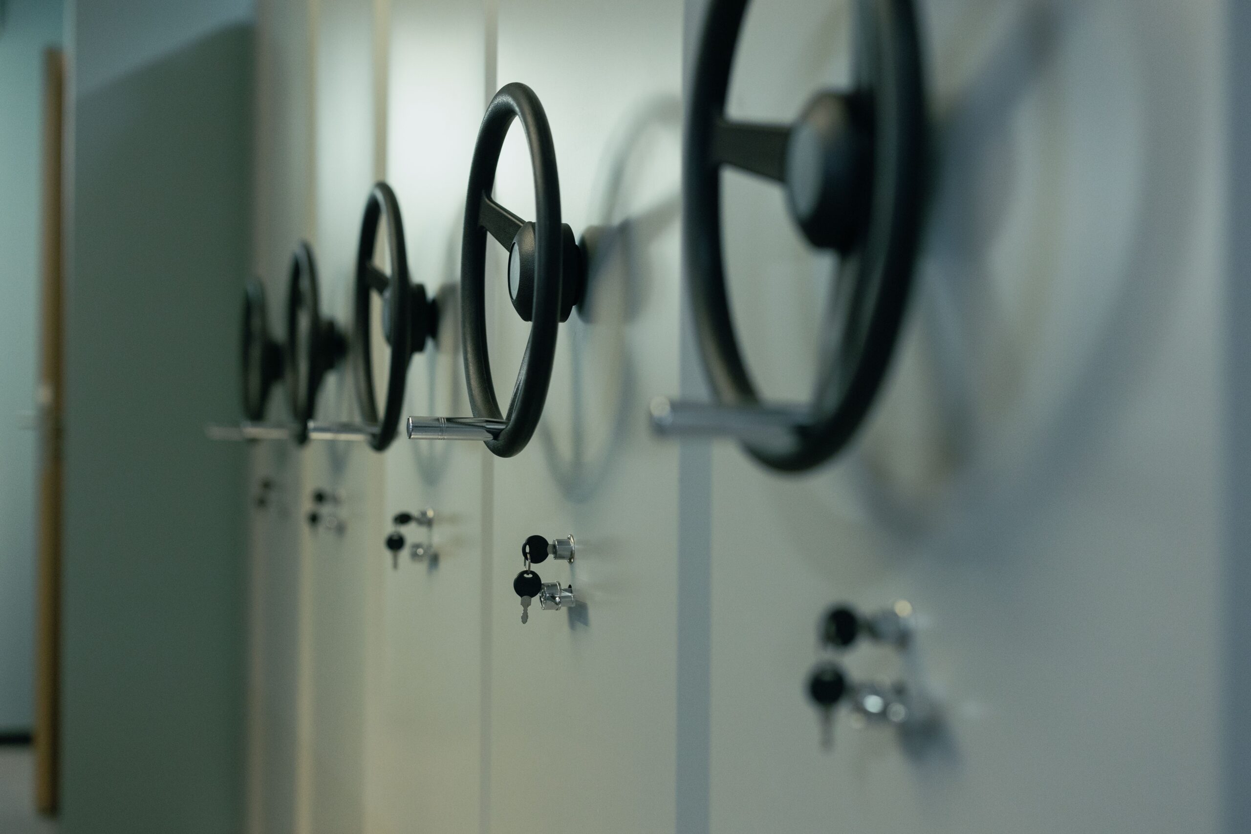 Row of secure lockable storage compartments representing formal safekeeping